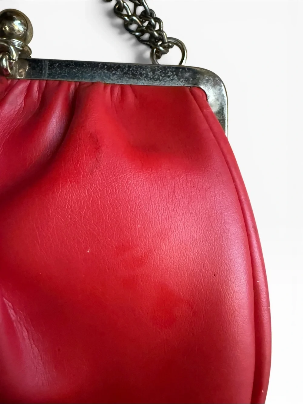 Vintage Red Leather Kiss-Lock Purse from Simpson's Luggage and Furs, Vermont